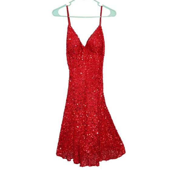 Scala Dresses & Skirts - VTG Scala Red Sequin Mini Dress